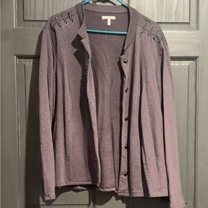 Stylish Purple Cardigan with Studded Shoulders